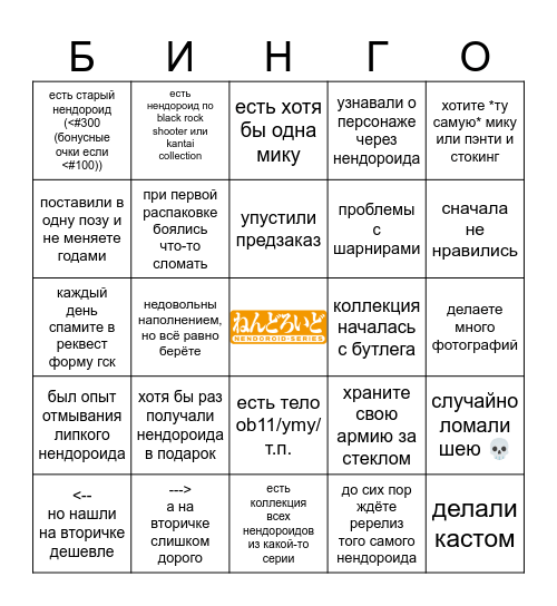 NENDOROID бинго! Bingo Card