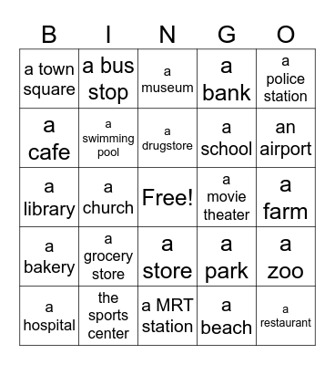 My neighborhood Bingo Card