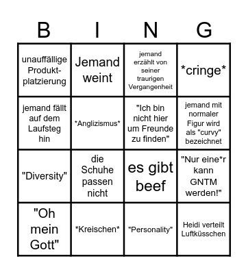 GNTM 2024 Bingo Card