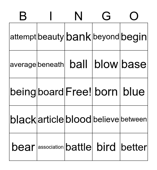 GSL A-B BINGO Card