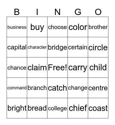 GSL B-C BINGO Card