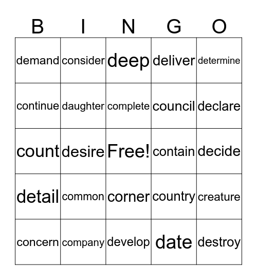 GSL C-D BINGO Card