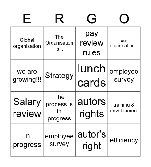 Townall bingo Card