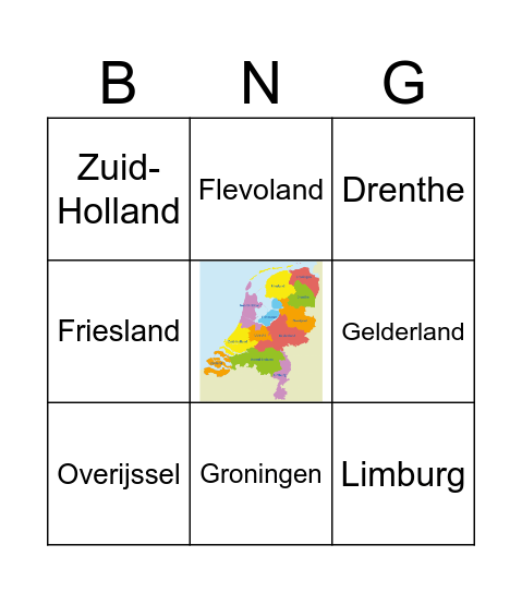 Provincies Bingo Card