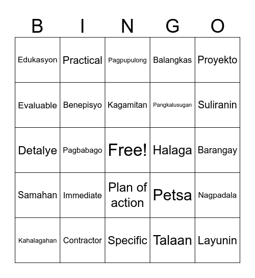PANUKALANG BINGO! Bingo Card
