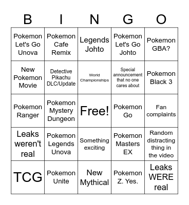 POKEMON PRESENTS Bingo Card