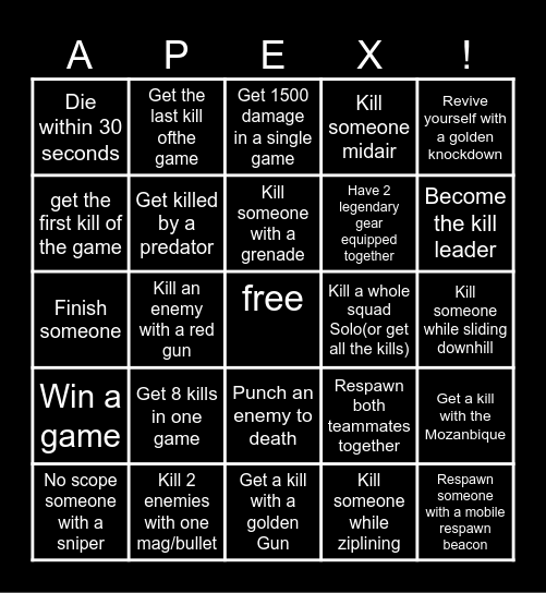 Apex Legends Bingo Card