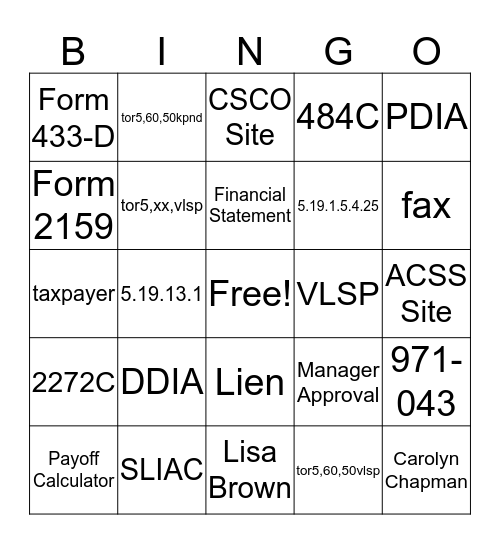 $50K Bingo Card