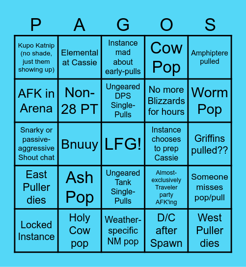 Cassie Prep Bingo Card