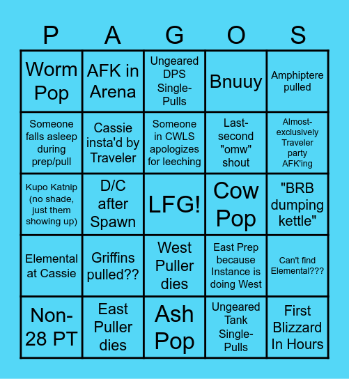 Cassie Prep Bingo Card