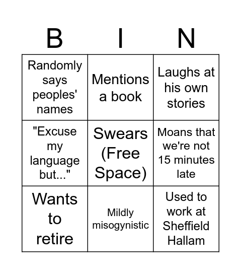 Andy Bingo Card