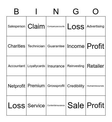 MoneyTime Topics 7 & 8 Bingo Card