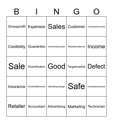 MoneyTime Topics 7 & 8 Bingo Card