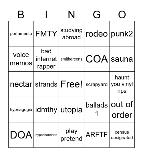 grey bingo Card