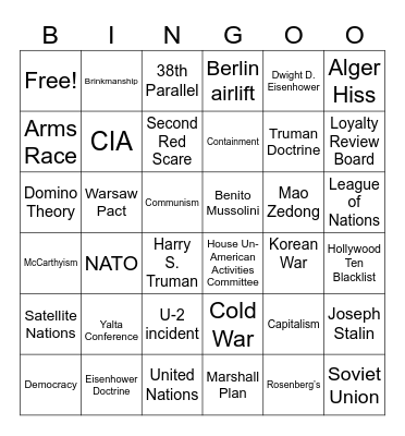 Cold War Bingo Card