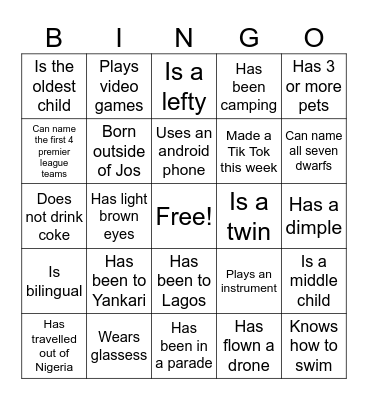 MS Party Bingo Card