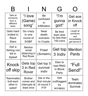 Squids Blissful Bingo Card