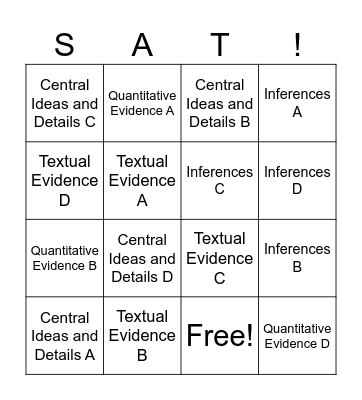 Information and Ideas Bingo Card
