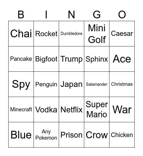 Infinite Craft Bingo Card