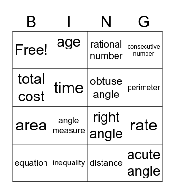 Module 3 Grade 7 Bingo Card