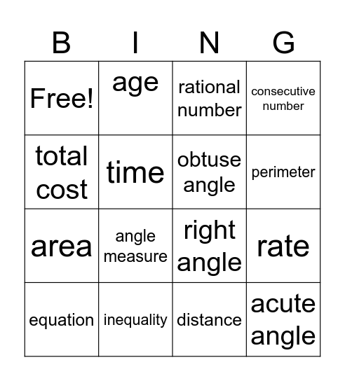 Module 3 Grade 7 Bingo Card