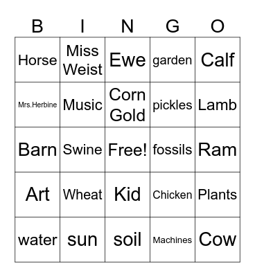 FFA Week Bingo Card