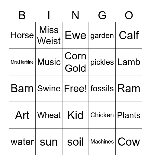 FFA Week Bingo Card