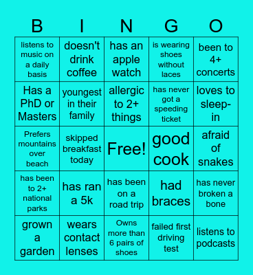 Coffeebreak Bingo Card