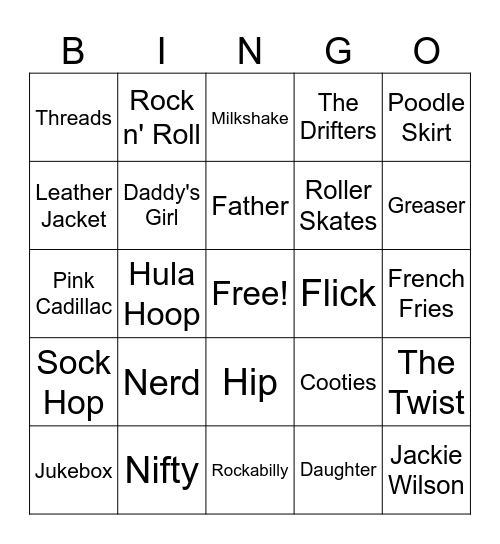 Father-Daughter Dance Bingo Card