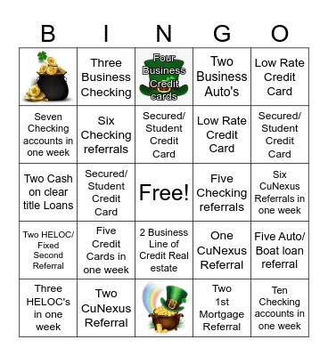 St. Patrick Referral Bingo Card