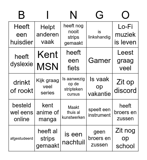 Kennismakingsbingo Card