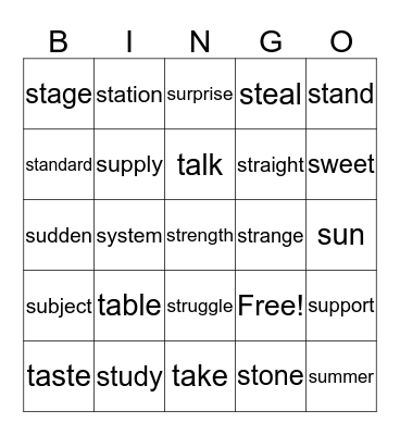 GSL S-T BINGO Card