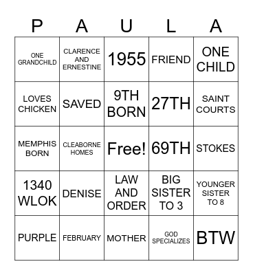 BIRTHDAY BINGO Card