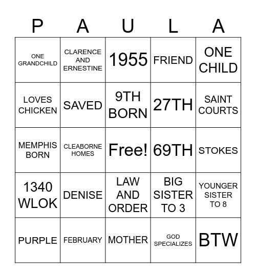 BIRTHDAY BINGO Card