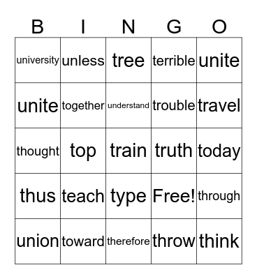 GSL T-U BINGO Card