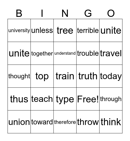 GSL T-U BINGO Card