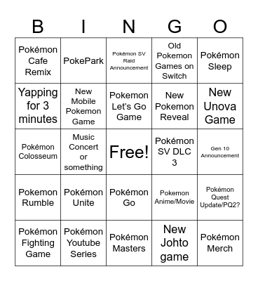 POKÉMON DAY PRESENTS CARD Bingo Card