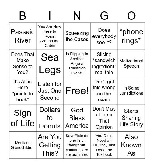 Civ Pro Bingo Card