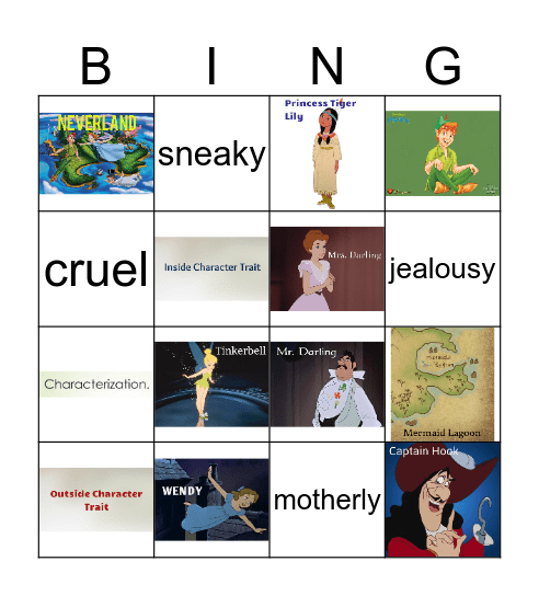 Peter Pan Bingo Card