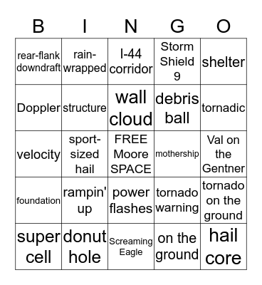 Okie Weather Bingo Card