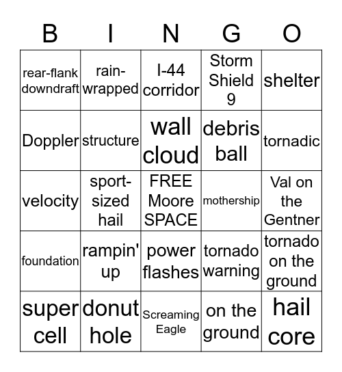 Okie Weather Bingo Card