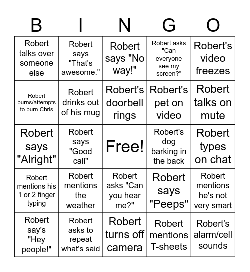 Robert Bingo Card