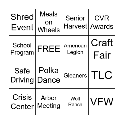 Homer Oak Arbor Bingo Card