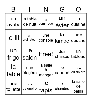 Fr1 les meubles Bingo Card