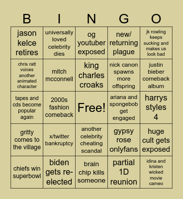 Cloak and Wand 2024 Bingo Card