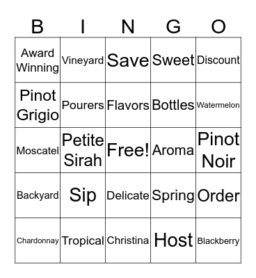 Wine O'Clock  Bingo Card