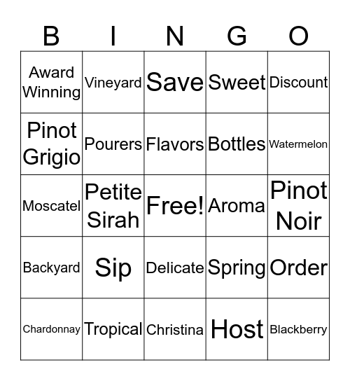 Wine O'Clock  Bingo Card