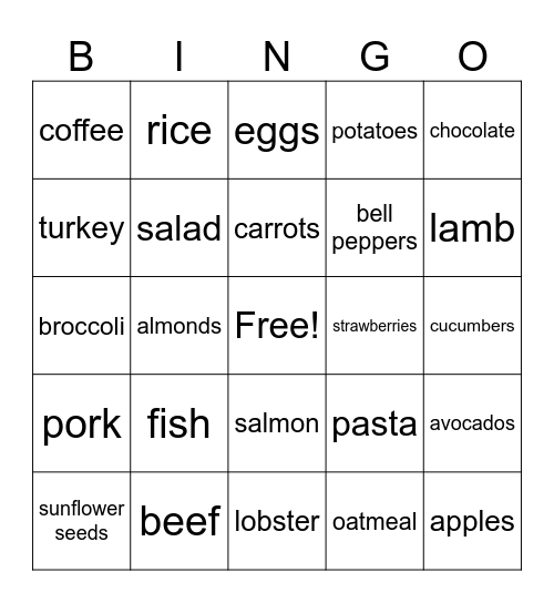 Paleo Bingo Card