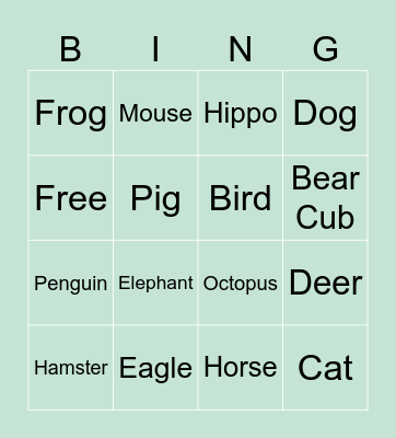 Animal Crossing Species Bingo! Bingo Card