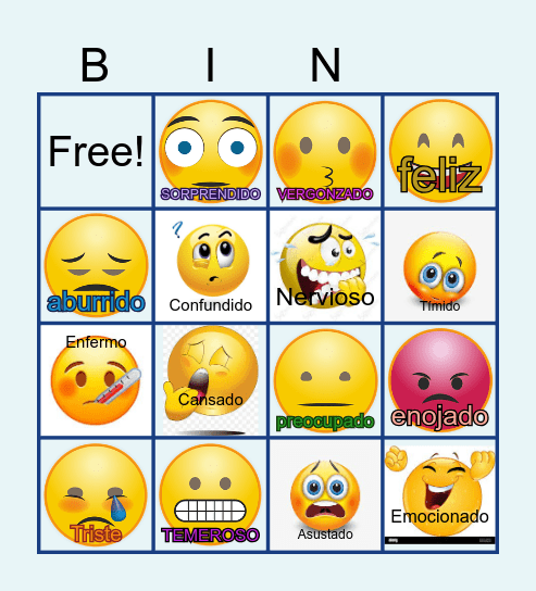 BINGO DE EMOCIONES Bingo Card